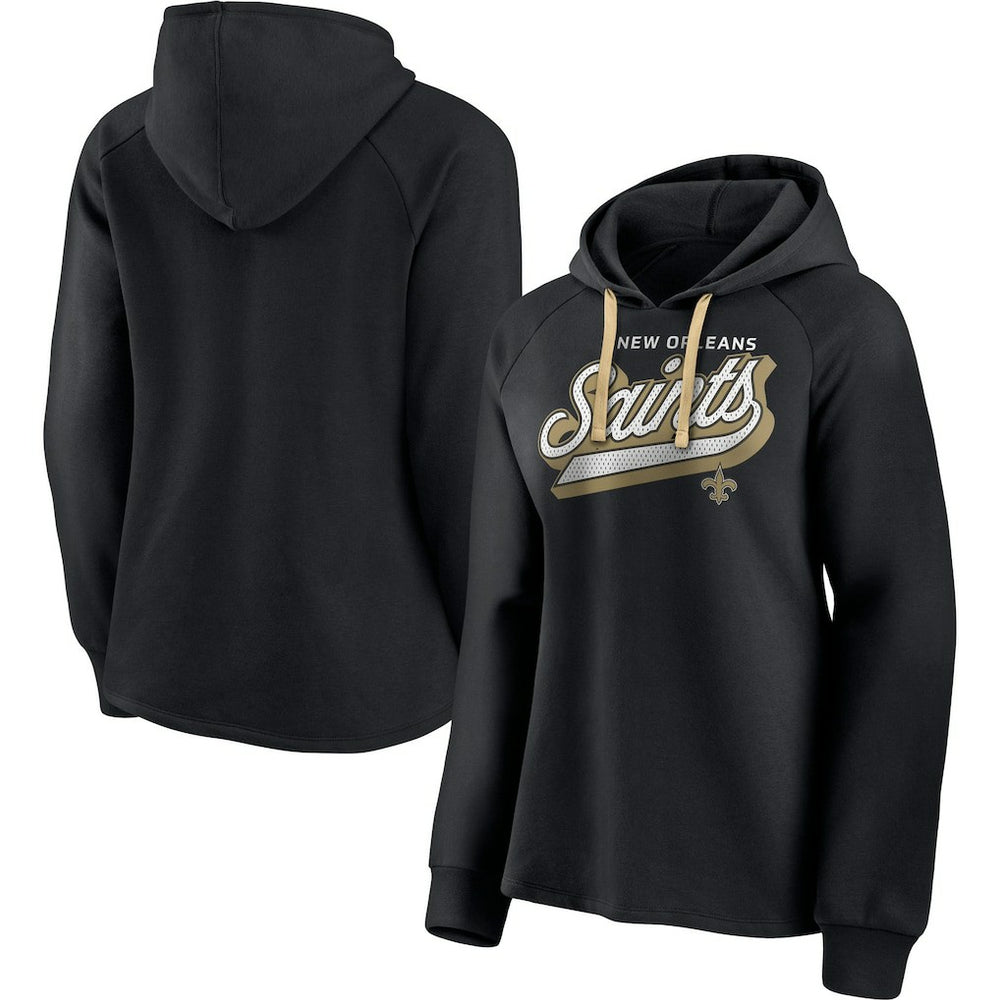 New Orleans Saints Women's First Contact Raglan Pullover Hoodie - Black cheap