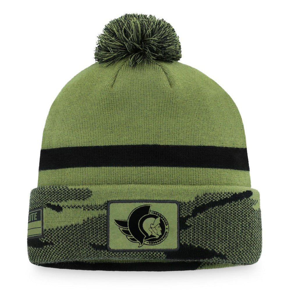 Ottawa Senators Fanatics Military Appreciation Cuffed Knit Hat with Pom - Camo Hats