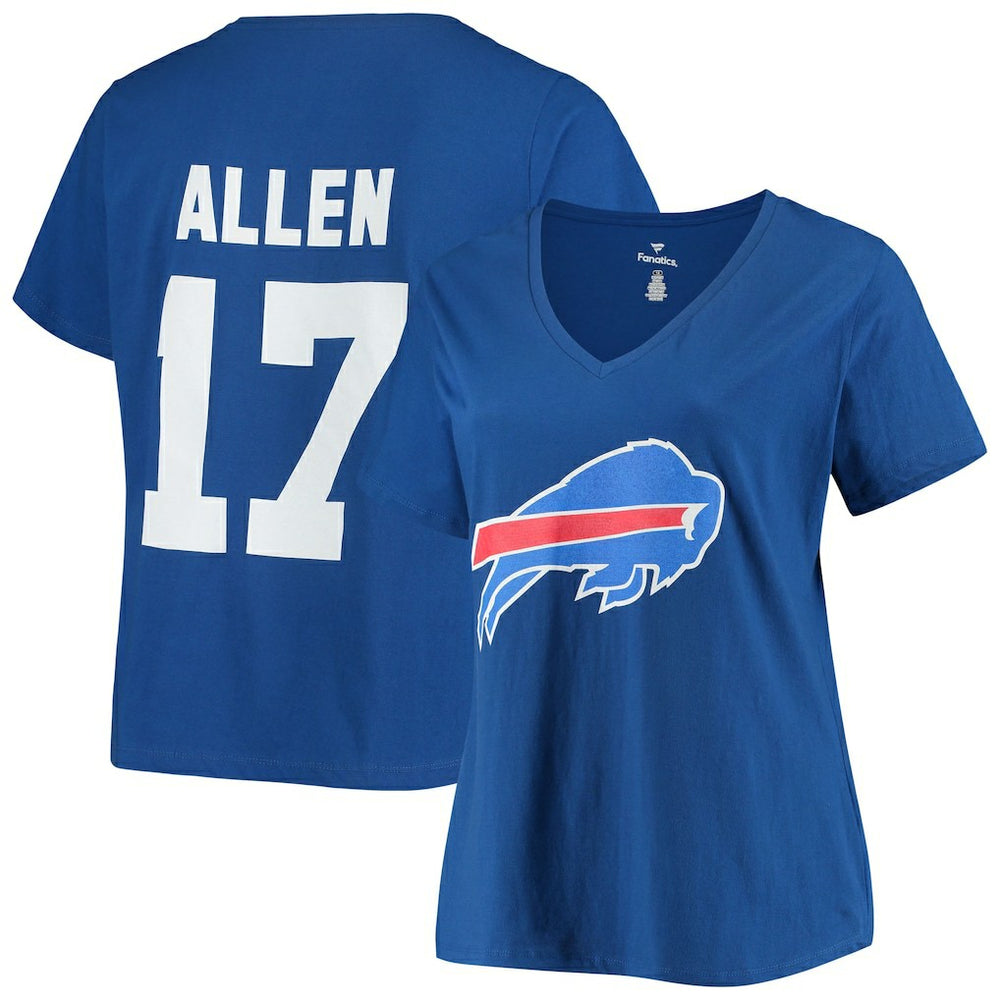 Josh Allen Buffalo Bills Women's Plus Size Name & Number V-Neck T-Shirt - Royal for sale