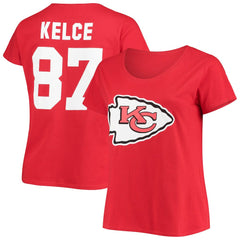 Travis Kelce Kansas City Chiefs Women's Plus Size Fair Catch Name & Number Scoop Neck T-Shirt - Red online