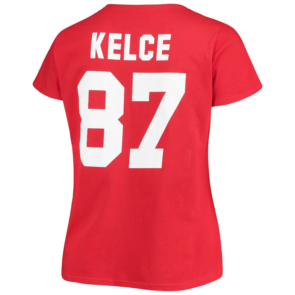 Travis Kelce Kansas City Chiefs Women's Plus Size Fair Catch Name & Number Scoop Neck T-Shirt - Red online
