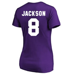 Lamar Jackson Baltimore Ravens Women's Plus Size Name & Number V-Neck T-Shirt - Purple cheap