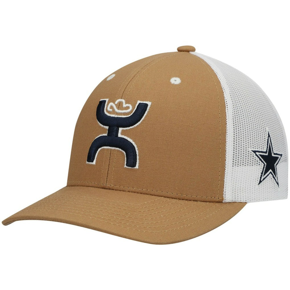 Dallas Cowboys HOOey Logo Trucker Snapback Hat - Tan/White for sale