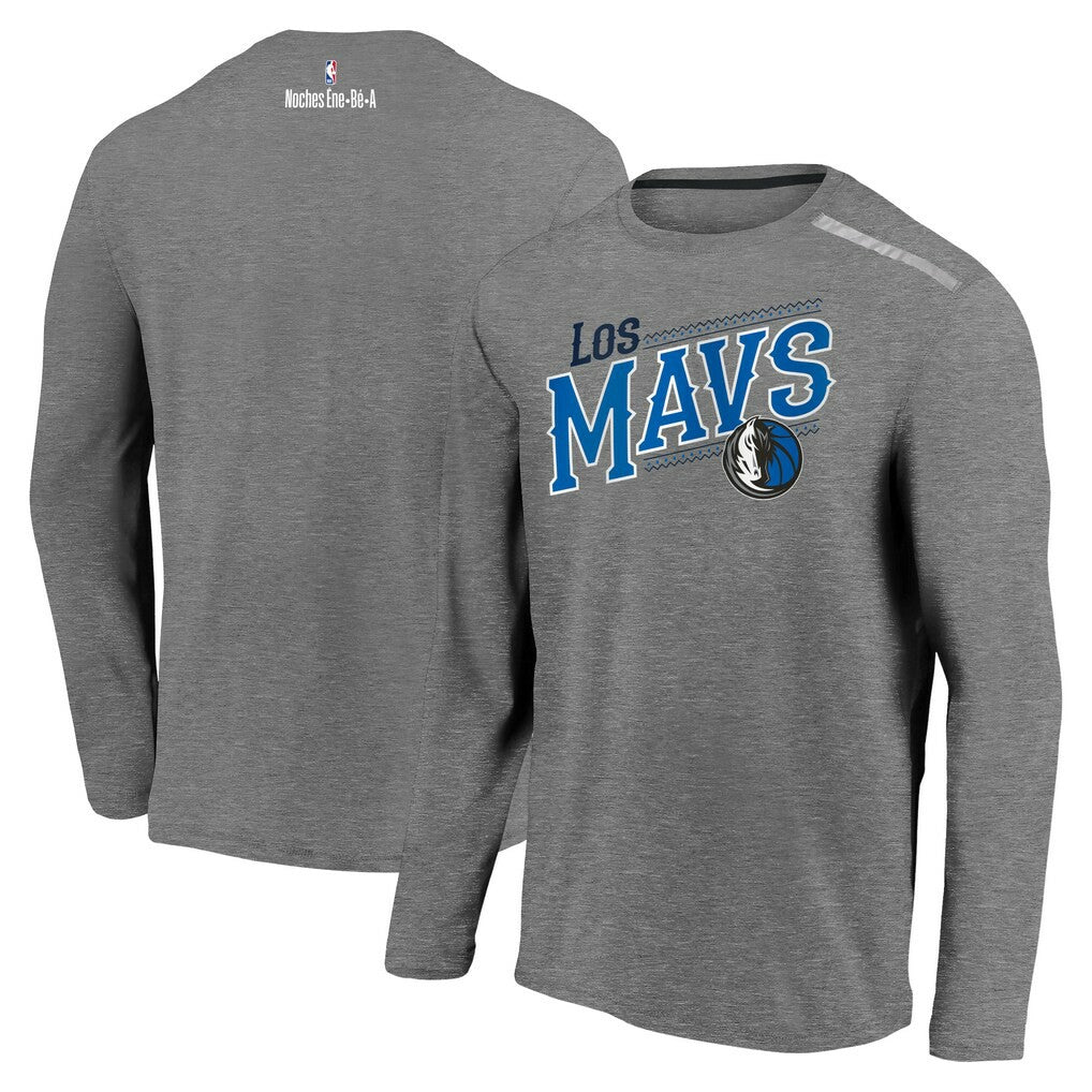 Dallas Mavericks 2021 Noches Éne-Bé-A Authentic Shooting Long Sleeve T-Shirt sale - Heather Charcoal discount