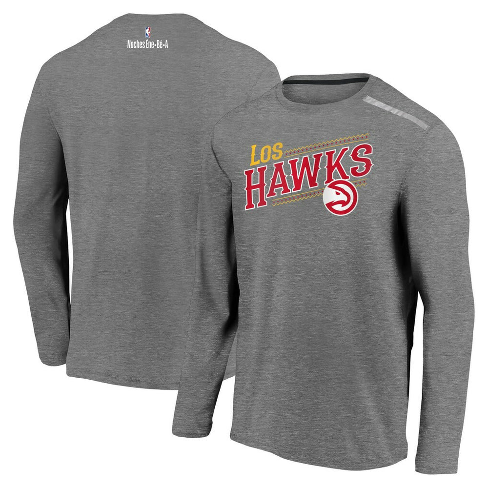 Atlanta Hawks 2021 Noches Éne-Bé-A Authentic Shooting Long Sleeve T-Shirt - Heather Charcoal cheap