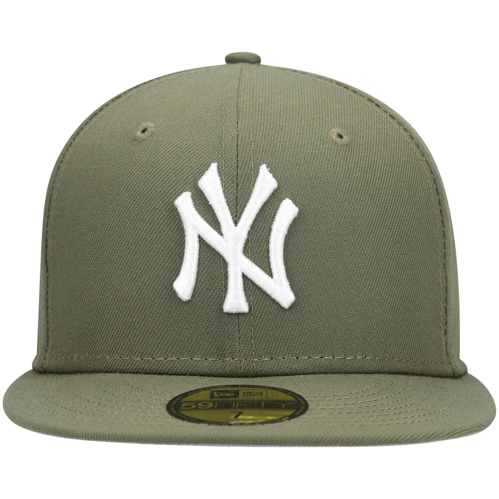 New York Yankees White Logo 59FIFTY Fitted Hat Olive