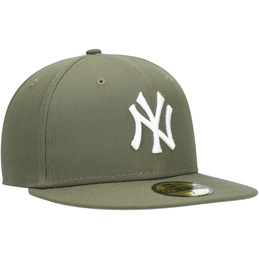 New York Yankees White Logo 59FIFTY Fitted Hat Olive