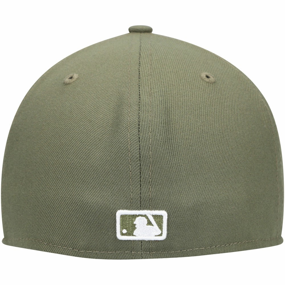 New York Yankees White Logo 59FIFTY Fitted Hat Olive