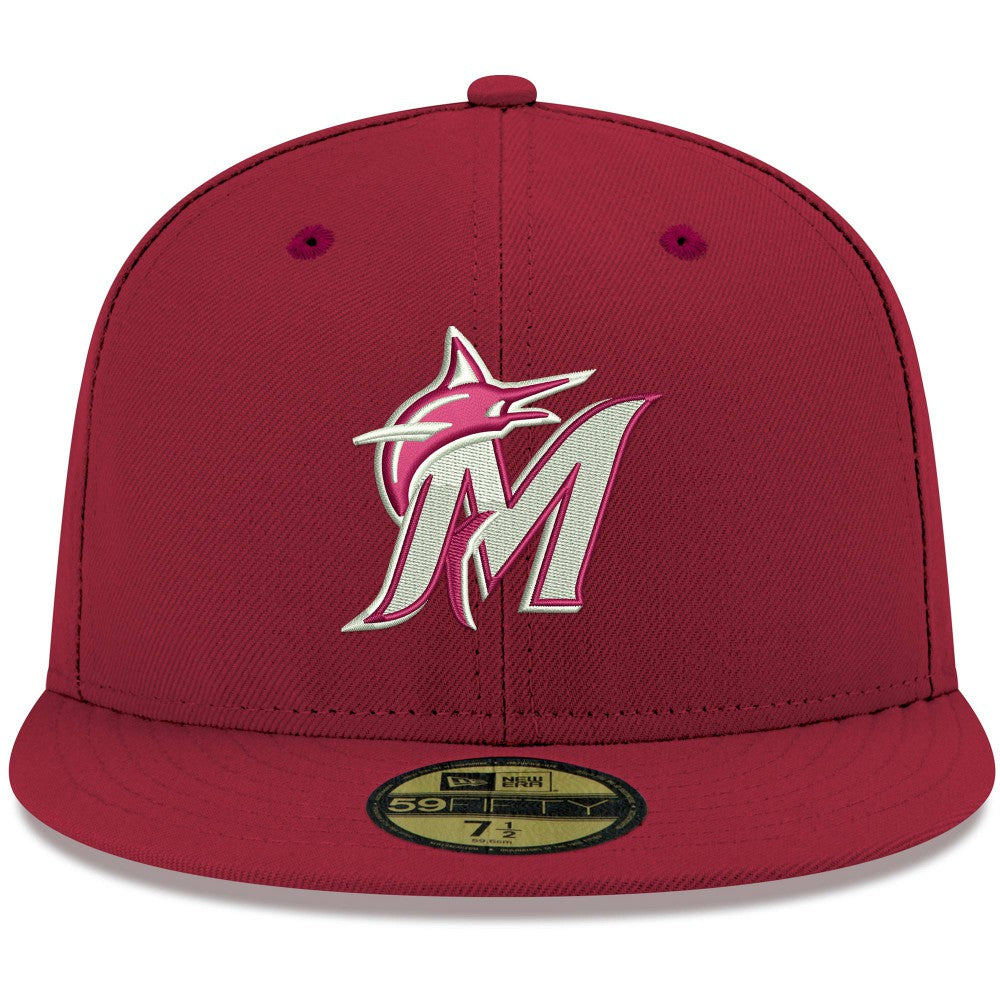 Miami Marlins White Logo 59FIFTY Fitted Hat Cardinal