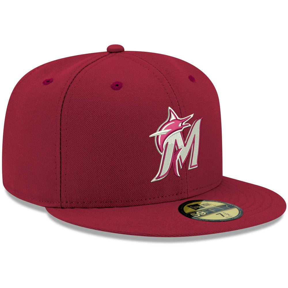 Miami Marlins White Logo 59FIFTY Fitted Hat Cardinal