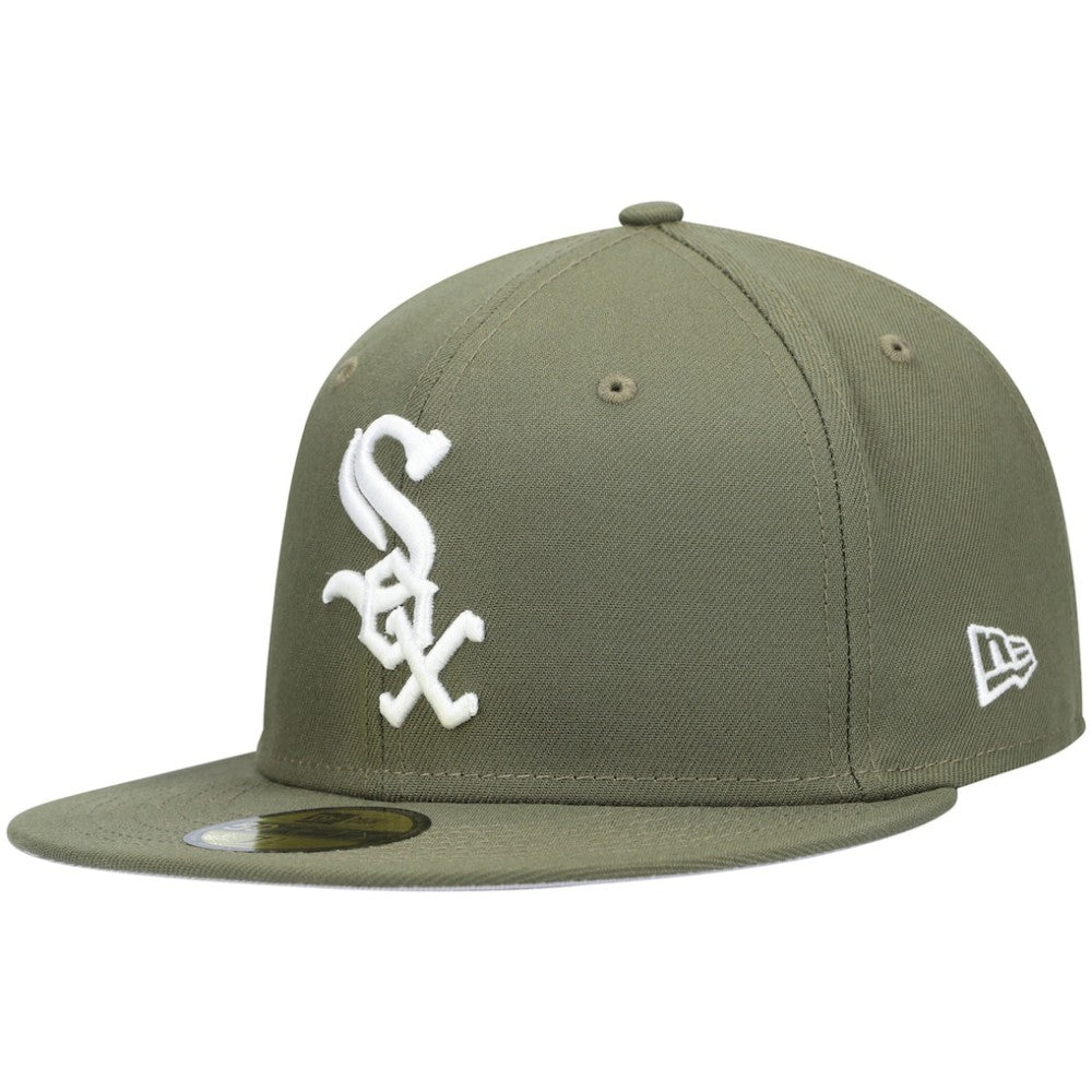 Chicago White Sox White Logo 59FIFTY Fitted Hat Olive