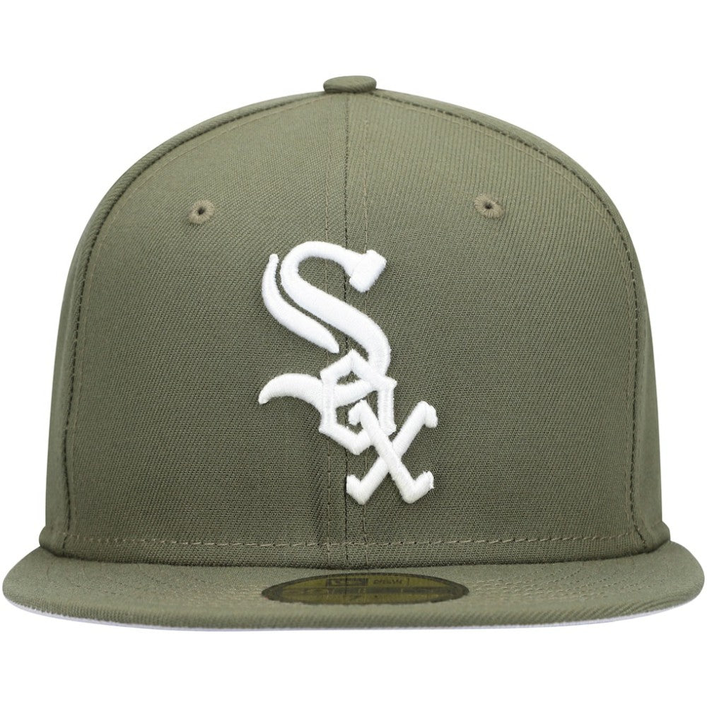 Chicago White Sox White Logo 59FIFTY Fitted Hat Olive