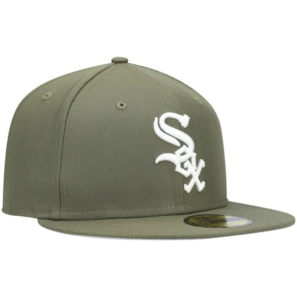 Chicago White Sox White Logo 59FIFTY Fitted Hat Olive