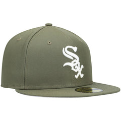 Chicago White Sox White Logo 59FIFTY Fitted Hat Olive
