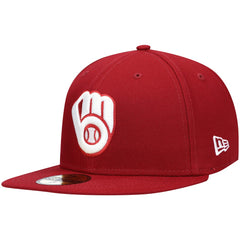 Milwaukee Brewers White Logo 59FIFTY Fitted Hat Cardinal