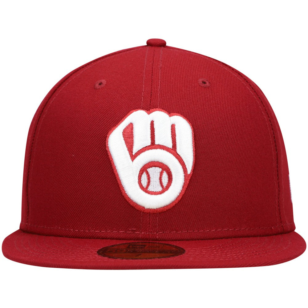 Milwaukee Brewers White Logo 59FIFTY Fitted Hat Cardinal