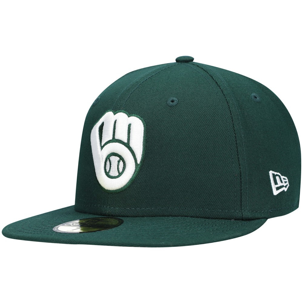 Milwaukee Brewers White Logo 59FIFTY Fitted Hat Green