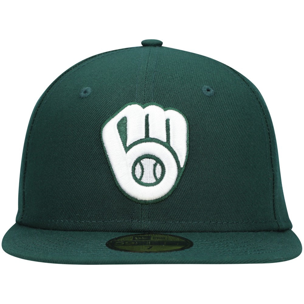 Milwaukee Brewers White Logo 59FIFTY Fitted Hat Green