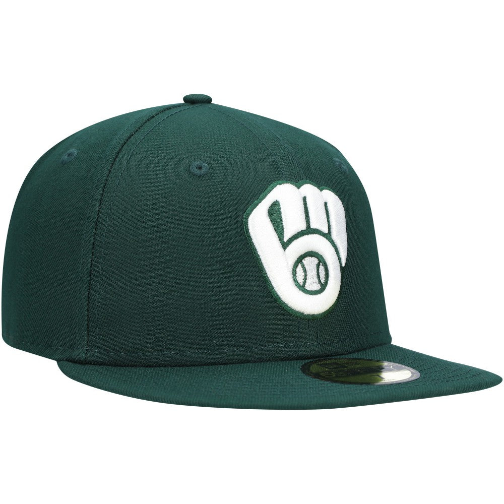 Milwaukee Brewers White Logo 59FIFTY Fitted Hat Green