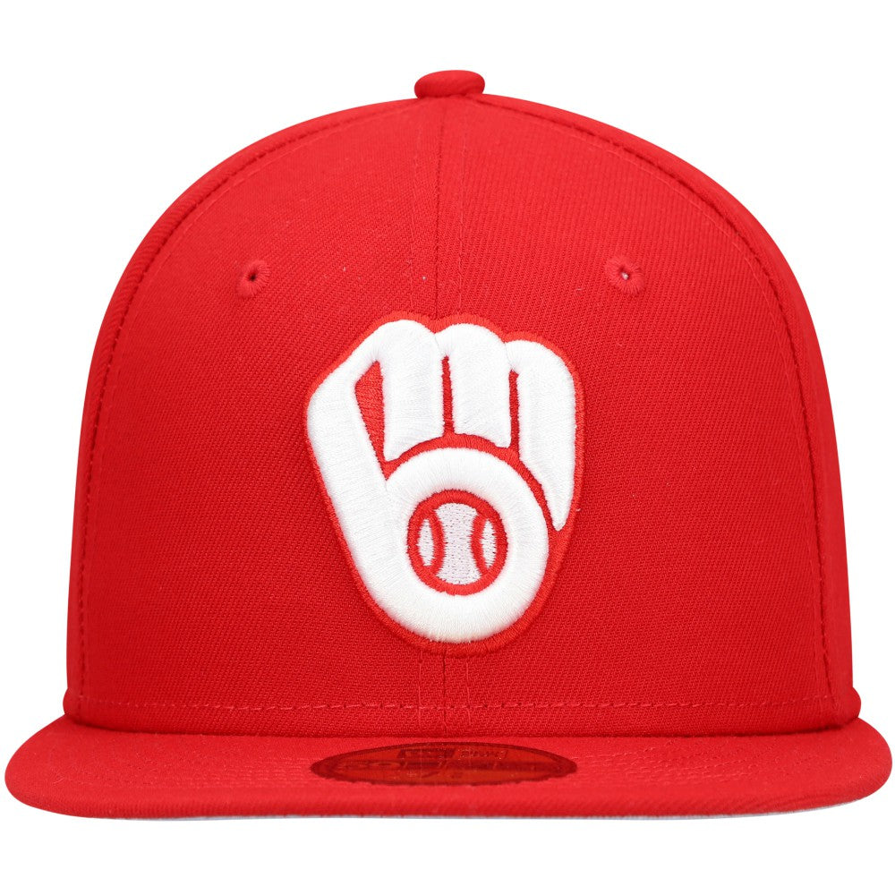 Milwaukee Brewers White Logo 59FIFTY Fitted Hat Red