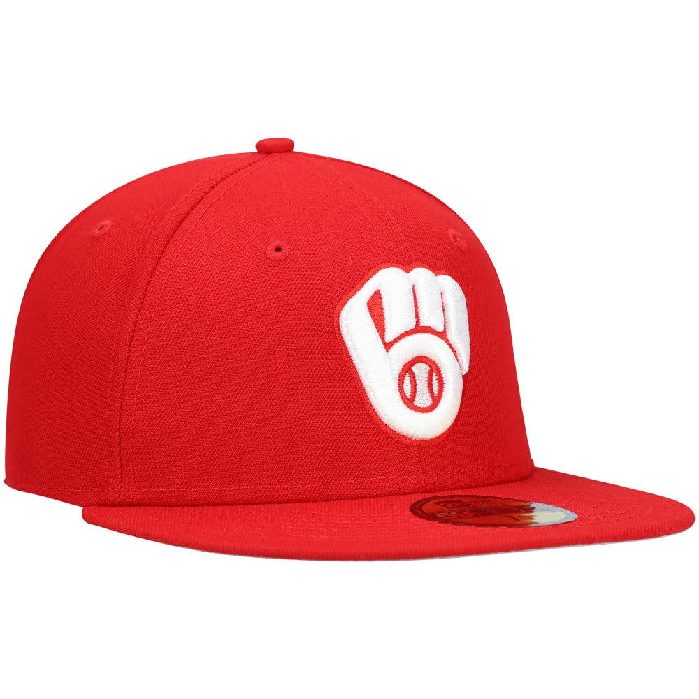 Milwaukee Brewers White Logo 59FIFTY Fitted Hat Red