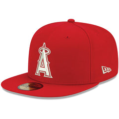 Los Angeles Angels White Logo 59FIFTY Fitted Hat Red