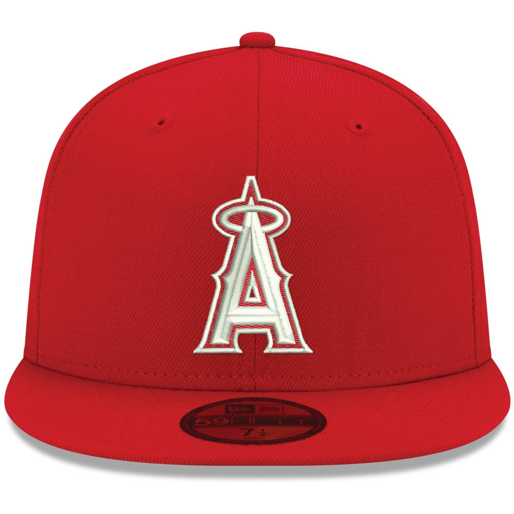 Los Angeles Angels White Logo 59FIFTY Fitted Hat Red