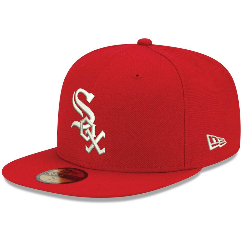 Chicago White Sox White Logo 59FIFTY Fitted Hat Red
