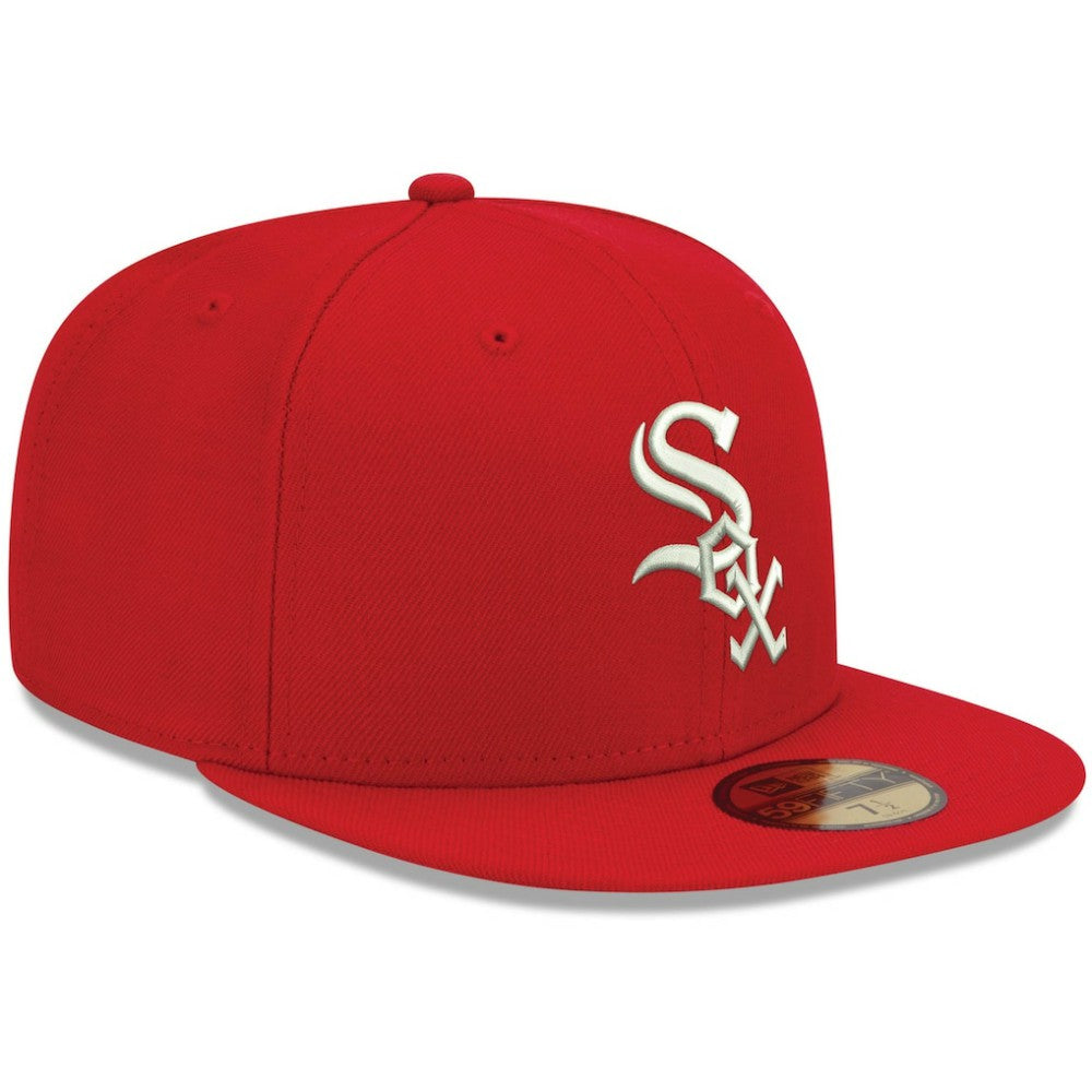 Chicago White Sox White Logo 59FIFTY Fitted Hat Red