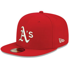 Athletics White Logo 59FIFTY Fitted Hat Red