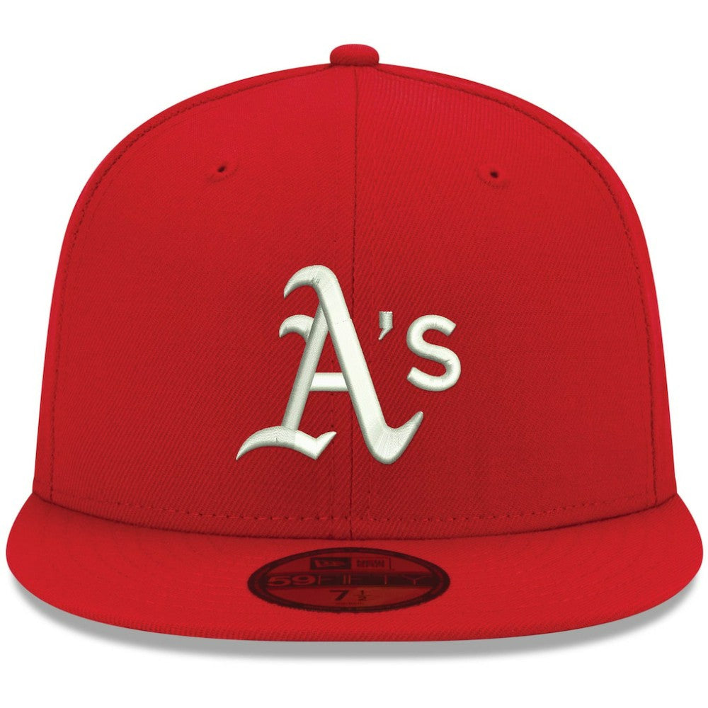 Athletics White Logo 59FIFTY Fitted Hat Red