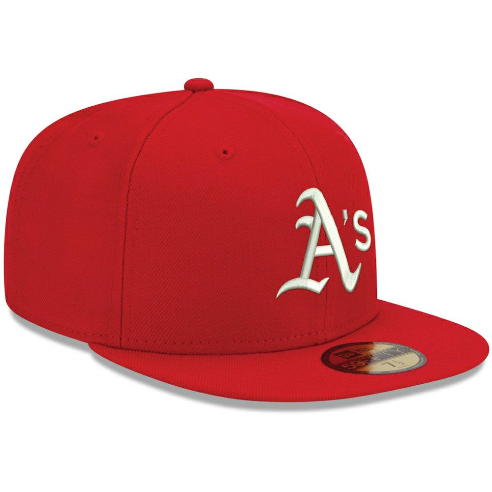 Athletics White Logo 59FIFTY Fitted Hat Red