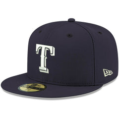Texas Rangers White Logo 59FIFTY Fitted Hat Navy
