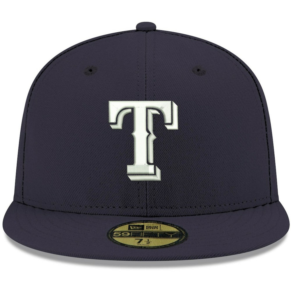 Texas Rangers White Logo 59FIFTY Fitted Hat Navy