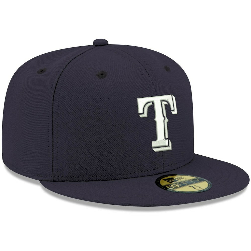 Texas Rangers White Logo 59FIFTY Fitted Hat Navy