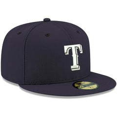 Texas Rangers White Logo 59FIFTY Fitted Hat Navy
