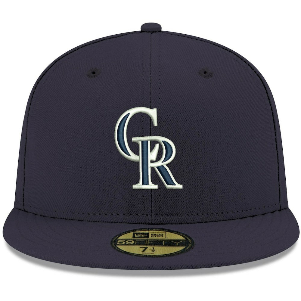 Colorado Rockies White Logo 59FIFTY Fitted Hat Navy
