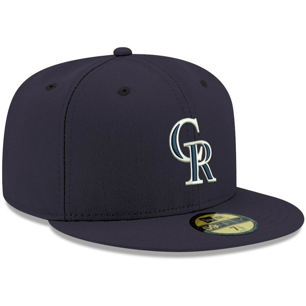 Colorado Rockies White Logo 59FIFTY Fitted Hat Navy