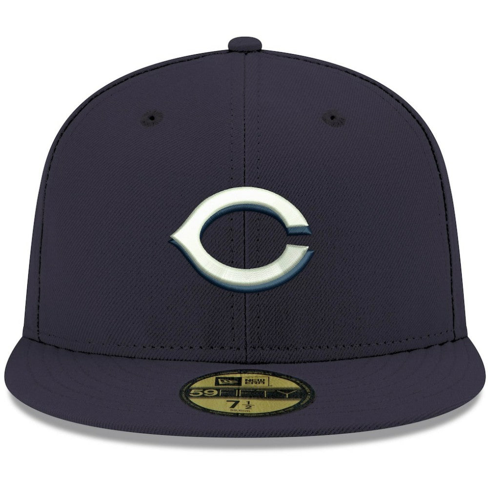 Cincinnati Reds White Logo 59FIFTY Fitted Hat Navy