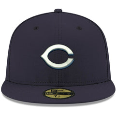 Cincinnati Reds White Logo 59FIFTY Fitted Hat Navy