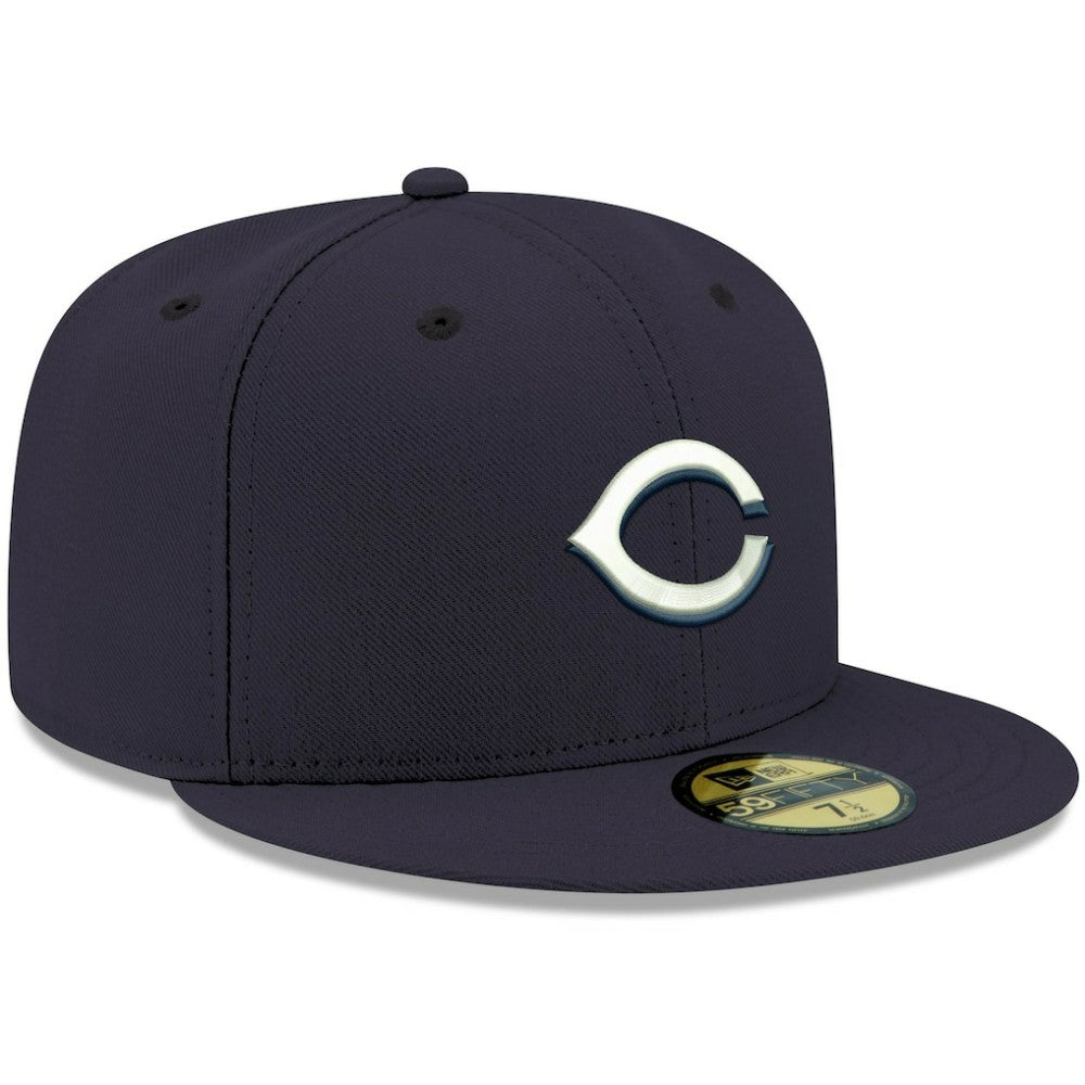 Cincinnati Reds White Logo 59FIFTY Fitted Hat Navy
