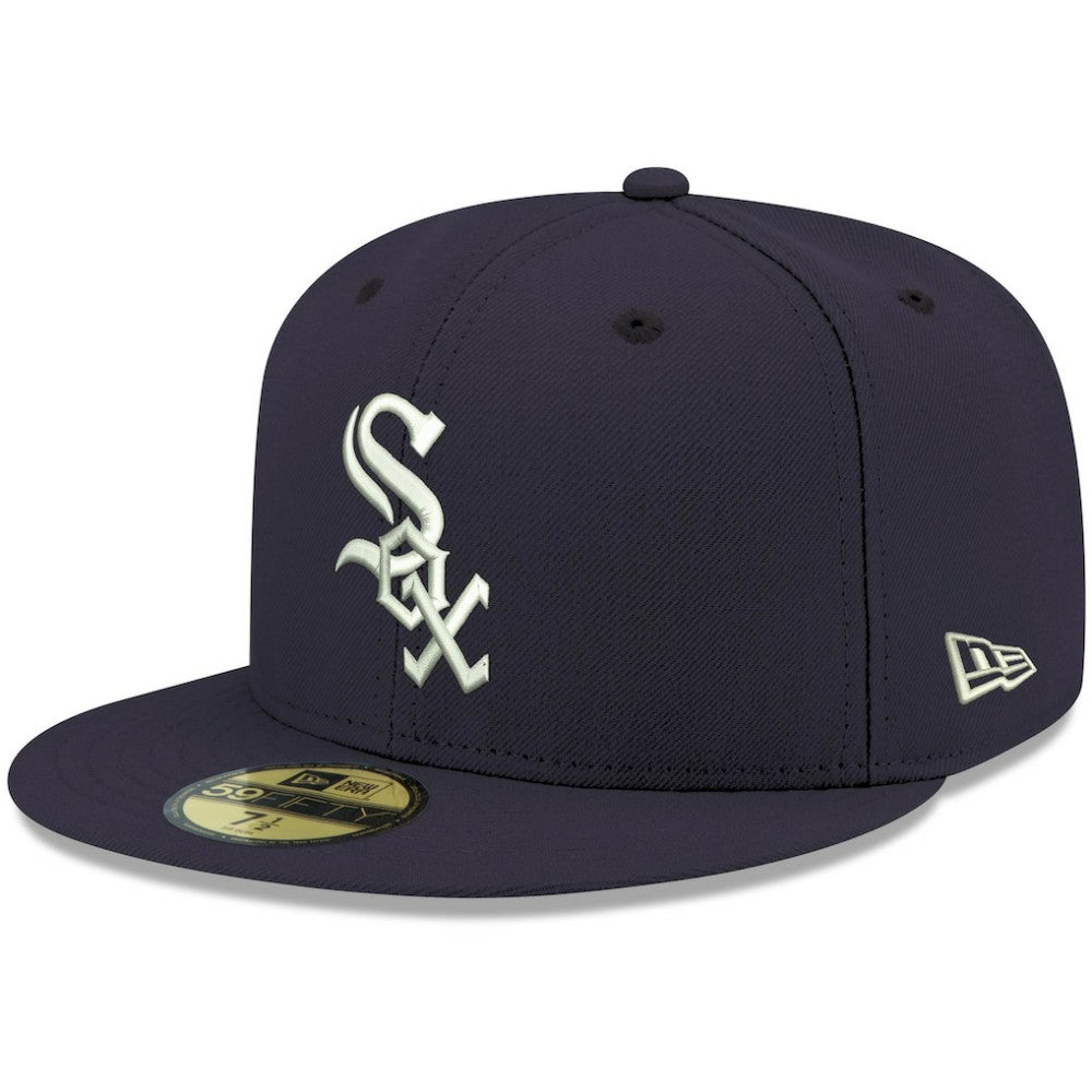 Chicago White Sox White Logo 59FIFTY Fitted Hat Navy