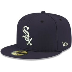 Chicago White Sox White Logo 59FIFTY Fitted Hat Navy