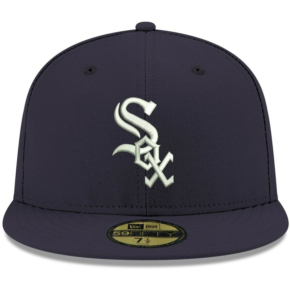 Chicago White Sox White Logo 59FIFTY Fitted Hat Navy