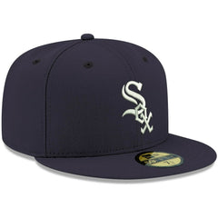 Chicago White Sox White Logo 59FIFTY Fitted Hat Navy