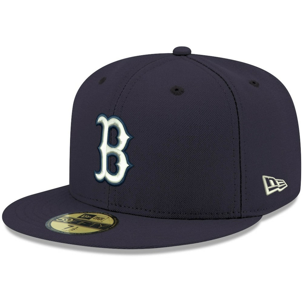 Boston Red Sox White Logo 59FIFTY Fitted Hat Navy