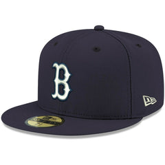 Boston Red Sox White Logo 59FIFTY Fitted Hat Navy