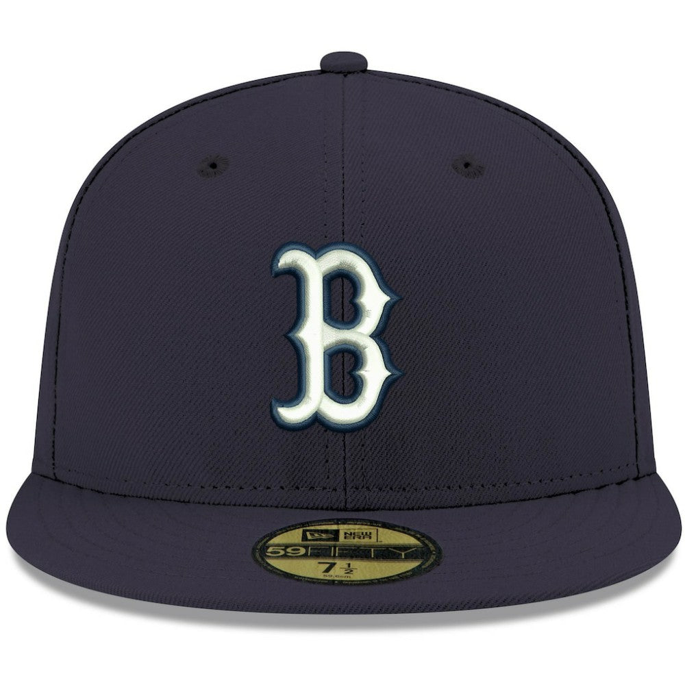 Boston Red Sox White Logo 59FIFTY Fitted Hat Navy