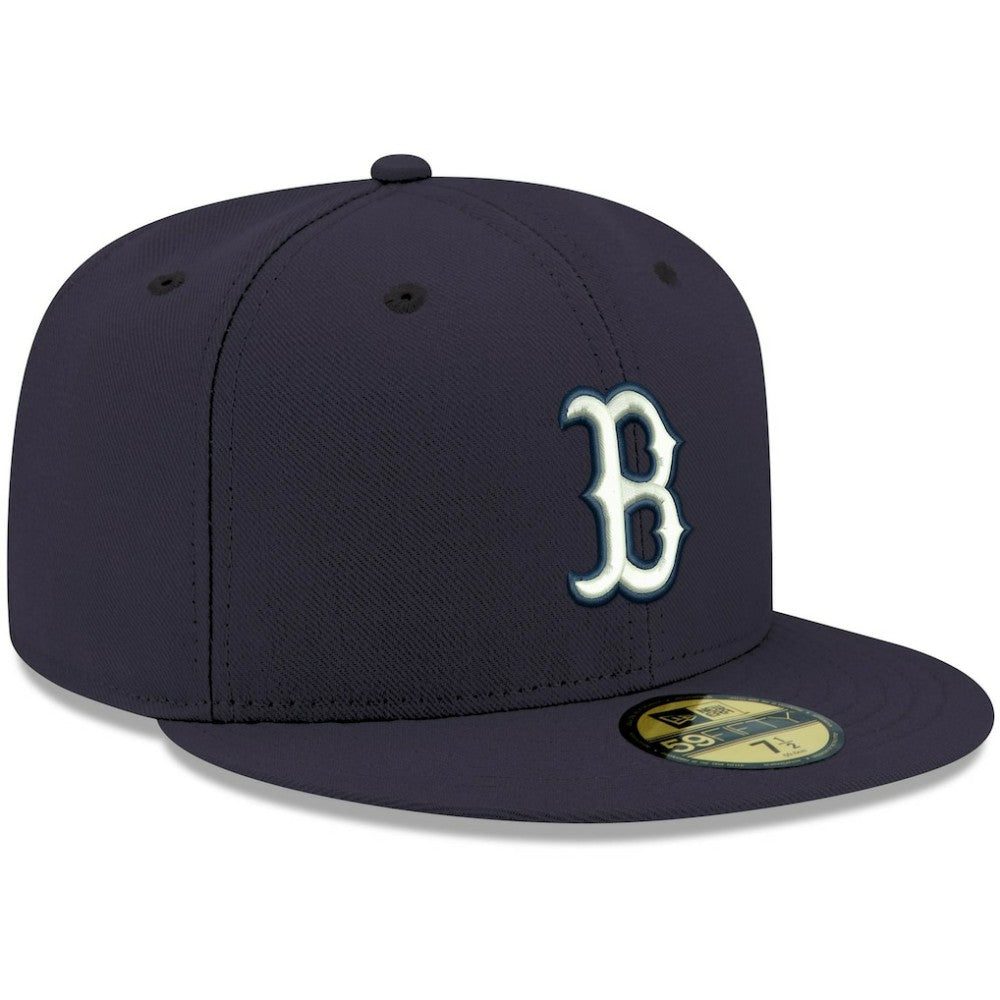 Boston Red Sox White Logo 59FIFTY Fitted Hat Navy