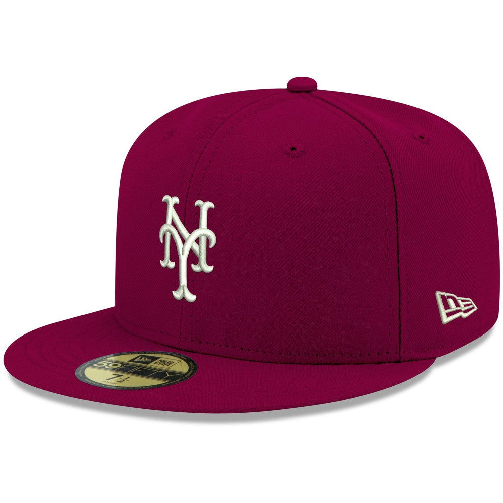 New York Mets White Logo 59FIFTY Fitted Hat Cardinal